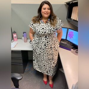 Leopard print midi dress